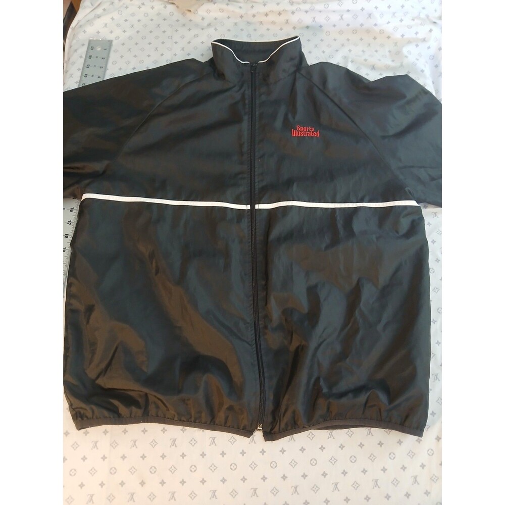 Sports Illustrated Men’s Black Windbreaker Jacket Full Zip Stand-Up Collar XL